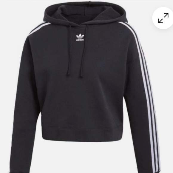 ADIDAS Cropped Black with the Three Stripes Sweatshirt - Size L - Picture 11 of 12